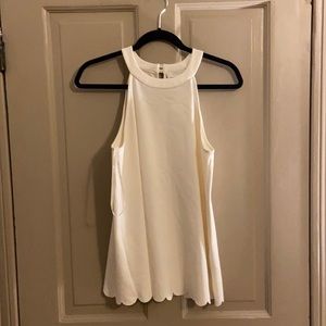 White Anthropologie Top with scallop bottom
